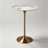 Modern Round Bar Table - Metal Base with Wood or Stone Top | Custom Height & Diameter - StoolTopia