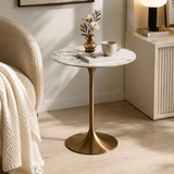 Modern Round Bar Table - Metal Base with Wood or Stone Top | Custom Height & Diameter - StoolTopia