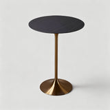 Modern Round Bar Table - Metal Base with Wood or Stone Top | Custom Height & Diameter - StoolTopia