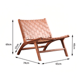 Modern Saddle Leather Sling Lounge Chair with Wooden Frame - StoolTopia