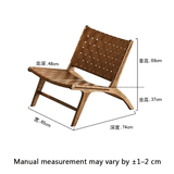 Modern Saddle Leather Sling Lounge Chair with Wooden Frame - StoolTopia