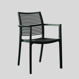 Modern Stackable Outdoor Dining Chair – Durable Slatted Armchair for Café, Patio & Garden - StoolTopia