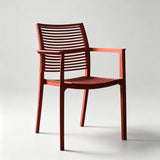 Modern Stackable Outdoor Dining Chair – Durable Slatted Armchair for Café, Patio & Garden - StoolTopia