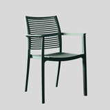 Modern Stackable Outdoor Dining Chair – Durable Slatted Armchair for Café, Patio & Garden - StoolTopia