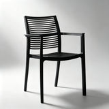 Modern Stackable Outdoor Dining Chair – Durable Slatted Armchair for Café, Patio & Garden - StoolTopia