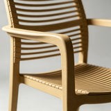 Modern Stackable Outdoor Dining Chair – Durable Slatted Armchair for Café, Patio & Garden - StoolTopia