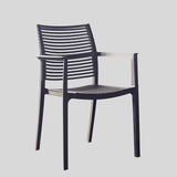 Modern Stackable Outdoor Dining Chair – Durable Slatted Armchair for Café, Patio & Garden - StoolTopia