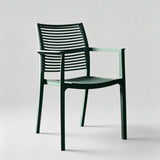 Modern Stackable Outdoor Dining Chair – Durable Slatted Armchair for Café, Patio & Garden - StoolTopia