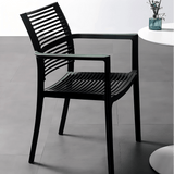 Modern Stackable Outdoor Dining Chair – Durable Slatted Armchair for Café, Patio & Garden - StoolTopia