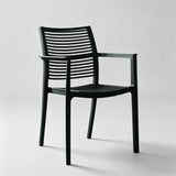 Modern Stackable Outdoor Dining Chair – Durable Slatted Armchair for Café, Patio & Garden - StoolTopia