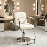 Modern Stainless Steel Salon Chair – Hydraulic Height Adjustment, 316 Steel Armrests, Premium Construction - StoolTopia
