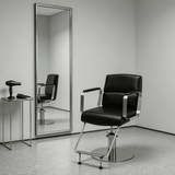 Modern Stainless Steel Salon Chair – Hydraulic Height Adjustment, 316 Steel Armrests, Premium Construction - StoolTopia