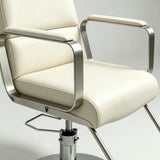 Modern Stainless Steel Salon Chair – Hydraulic Height Adjustment, 316 Steel Armrests, Premium Construction - StoolTopia