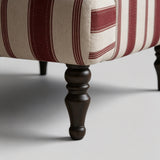 Modern Striped Linen Armchair – Rolled Arm Accent Chair with Solid Wood Legs - StoolTopia