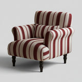 Modern Striped Linen Armchair – Rolled Arm Accent Chair with Solid Wood Legs - StoolTopia