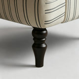 Modern Striped Linen Armchair – Rolled Arm Accent Chair with Solid Wood Legs - StoolTopia