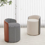 Modern Swivel Accent Chair with PU Leather & Houndstooth Fabric - StoolTopia