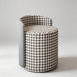 Modern Swivel Accent Chair with PU Leather & Houndstooth Fabric - StoolTopia