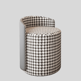 Modern Swivel Accent Chair with PU Leather & Houndstooth Fabric - StoolTopia