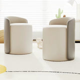 Modern Swivel Accent Chair with PU Leather & Houndstooth Fabric - StoolTopia