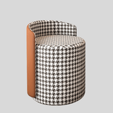 Modern Swivel Accent Chair with PU Leather & Houndstooth Fabric - StoolTopia