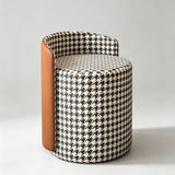 Modern Swivel Accent Chair with PU Leather & Houndstooth Fabric - StoolTopia