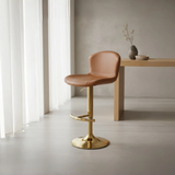 Modern Swivel Bar Stool - Saddle Leather Seat - StoolTopia