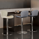 Swivel Bar Stool with Saddle Leather Seat & Gas Lift | Carbon Steel Frame