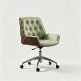 Modern Swivel Desk Chair with Wooden Frame and Gold or Silver Base - StoolTopia