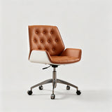 Modern Swivel Desk Chair with Wooden Frame and Gold or Silver Base - StoolTopia