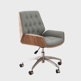 Modern Swivel Desk Chair with Wooden Frame and Gold or Silver Base - StoolTopia