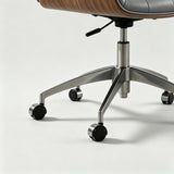 Modern Swivel Desk Chair with Wooden Frame and Gold or Silver Base - StoolTopia