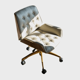 Modern Swivel Desk Chair with Wooden Frame and Gold or Silver Base - StoolTopia