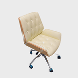 Modern Swivel Desk Chair with Wooden Frame and Gold or Silver Base - StoolTopia