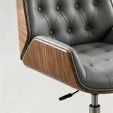 Modern Swivel Desk Chair with Wooden Frame and Gold or Silver Base - StoolTopia