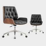 Modern Swivel Desk Chair with Wooden Frame and Gold or Silver Base - StoolTopia