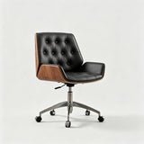 Modern Swivel Desk Chair with Wooden Frame and Gold or Silver Base - StoolTopia