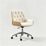 Modern Swivel Desk Chair with Wooden Frame and Gold or Silver Base - StoolTopia