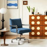 Modern Swivel Fabric Office Chair with Fixed Armrests - StoolTopia