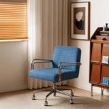 Modern Swivel Fabric Office Chair with Fixed Armrests - StoolTopia