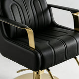 Modern Swivel Salon Chair – Hydraulic Height Adjustment (88-104cm), Faux Leather, Gold/Chrome Base, 360° Rotation - StoolTopia