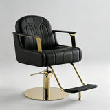 Modern Swivel Salon Chair – Hydraulic Height Adjustment (88-104cm), Faux Leather, Gold/Chrome Base, 360° Rotation - StoolTopia