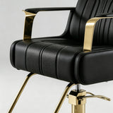 Modern Swivel Salon Chair – Hydraulic Height Adjustment (88-104cm), Faux Leather, Gold/Chrome Base, 360° Rotation - StoolTopia