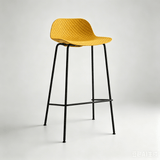Modern Textured Polypropylene Bar Stool – Ergonomic Minimalist Counter Chair with Metal Frame - StoolTopia