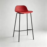 Modern Textured Polypropylene Bar Stool – Ergonomic Minimalist Counter Chair with Metal Frame - StoolTopia