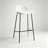 Modern Textured Polypropylene Bar Stool – Ergonomic Minimalist Counter Chair with Metal Frame - StoolTopia