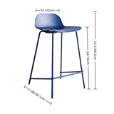 Modern Textured Polypropylene Bar Stool – Ergonomic Minimalist Counter Chair with Metal Frame - StoolTopia