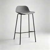 Modern Textured Polypropylene Bar Stool – Ergonomic Minimalist Counter Chair with Metal Frame - StoolTopia