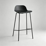 Modern Textured Polypropylene Bar Stool – Ergonomic Minimalist Counter Chair with Metal Frame - StoolTopia