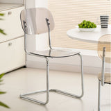 Transparent Acrylic Dining Chair - Sleek Cantilever Design & Chrome Frame - StoolTopia